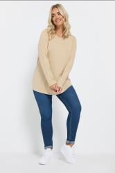 YOURS Plus Size Light Brown Long Sleeve Top | Yours Clothing 2