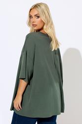 Plus Size Khaki Green Oversized Boxy T-Shirt | Yours Clothing 3
