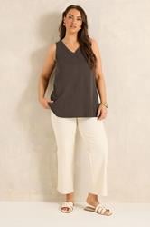EVANS Plus Size Chocolate Brown Premium Cotton Vest Top 1