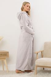 LTS Tall Stone Brown Luxury Soft Fleece Maxi Dressing Gown | Long Tall Sally 4