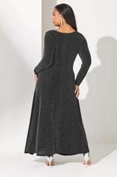 YOURS LONDON Plus Size Black Metallic Knot Front Dress | Yours Clothing 2