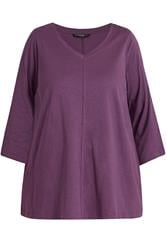 EVANS Plus Size Plum Purple Cotton T-Shirt | Evans 5