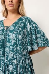 YOURS Plus Size Paisley Green Tie Neck Top | Yours Clothing 4