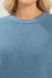 YOURS Plus Size Denim Blue Knitted Jumper | Yours Clothing 5