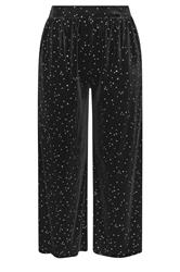 YOURS Plus Size Black Star Velour Wide Leg Trousers | Yours Clothing 5
