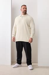 BadRhino Big & Tall Natural Brown Chunky Knit Collared Jumper | BadRhino 3