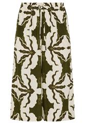 YOURS Plus Size White & Green Tile Print Wide Leg Culottes | Yours Clothing 6