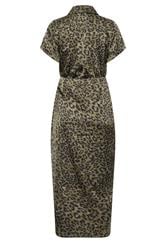 STAR Khaki Green Leopard Satin Maxi Dress | StarByJM 2