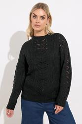 YOURS Plus Size Black Pointelle Knitted Jumper | Yours Clothing 3