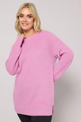 YOURS Plus Size Pink Drop Shoulder Knitted Jumper | Yours Clothing 3