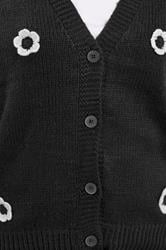 YOURS Plus Size Black Applique Flower Cardigan | Yours Clothing 5