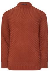 BadRhino Big & Tall Burnt Red Textured Crew Neck Knitted Jumper