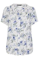 YOURS Curve White Floral Notch Neck Blouse