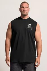BadRhino Big & Tall Black Extra Long Skull & Crossbones Graphic Muscle Vest | BadRhino 3