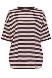 YOURS Curve Chocolate Brown & Pink Boxy T-Shirt