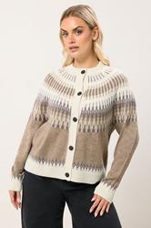 YOURS Plus Size Natural Brown Fairisle Knitted Cardigan | Yours Clothing 3
