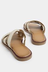 LTS Ivory White Faux Leather Woven Mule Sandals In Standard Fit | Long Tall Sally 4