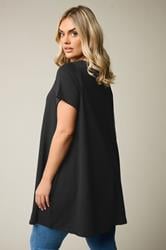 YOURS Plus Size Black Soft Touch Pleated Ribbed T-Shirt | Yours Clothing 4