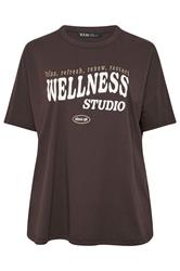 YOURS ACTIVE Plus Size Chocolate Brown 'Wellness Studio' T-Shirt | Yours Clothing 5