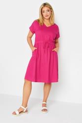 YOURS Plus Size Pink Tie Waist Mini Dress | Yours Clothing 3