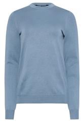 LTS Tall Denim Blue Knitted Crew Neck Jumper