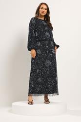 Niimee Curve Black Embellished Long Sleeve Dress 1