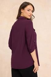 EVANS Plus Size Burgundy Red Tab Sleeve Blouse | Evans  2