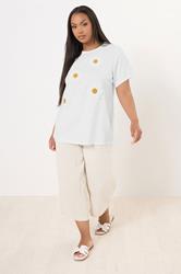 YOURS Plus Size White Applique Daisy T-Shirt | Yours Clothing 2