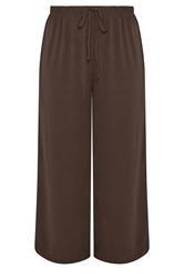 YOURS Plus Size Chocolate Brown Twill Wide Leg Trousers | Yours Clothing 5