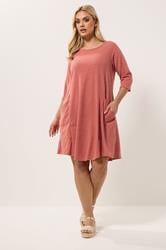 YOURS Plus Size Orange Drape Pocket Dress | Yours Clothing 1