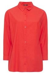 YOURS Curve Red Long Sleeve Linen Shirt