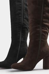 Chocolate Brown Faux Suede Heeled Knee High Boot In Extra Wide EEE Fit | Yours Clothing 7
