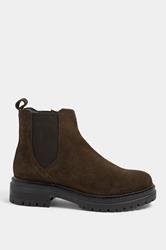 Chocolate Brown Suede Chelsea Boots In Wide E Fit | Yours Clothing 2