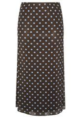YOURS LONDON Curve Brown & Blue Polka Dot Maxi Skirt