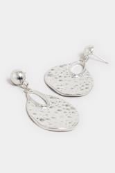 Silver Hammered Drop Down Earrings | Yours Clothing 3