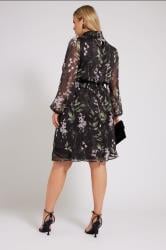 YOURS LONDON Plus Size Black Floral Print Collared Dress | Yours Clothing 3