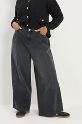 YOURS Plus Size Black Front Seam Wide Leg Jeans | Yours Clothing 4
