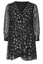 YOURS Plus Size Black Metallic Star Mini Dress | Yours Clothing 6