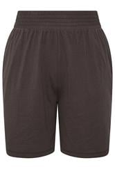 YOURS Curve Brown Shirred Waist Shorts