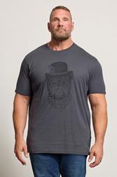 KAM Big & Tall Night Black Bulldog Graphic Print T-Shirt | BadRhino 3