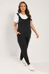 BUMP IT UP MATERNITY Curve Black Oversized Jumpsuit | Yours Clothing 2