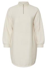 YOURS Curve Cream Zip Neck Ribbed Jumper Dress