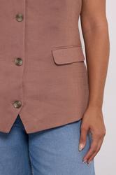 YOURS Plus Size Dusky Pink Linen Waistcoat | Yours Clothing 5