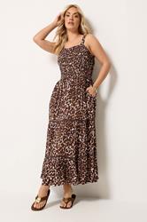 YOURS Plus Size Brown Leopard Placket Dress | Yours Clothing 3