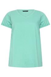 EVANS Curve Turquoise Blue Cotton T-Shirt