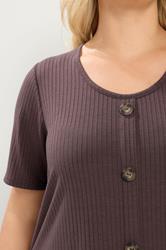 YOURS Plus Size Brown Ribbed Short Sleeve T-Shirt | Yours Clothing 4