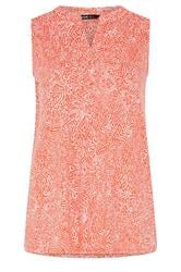YOURS Curve Orange Floral Ikat Print Sleeveless Swing Blouse