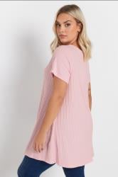 YOURS Plus Size Light Pink Swing Ribbed Top | Yours Clothing 2