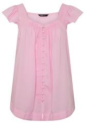 YOURS Curve Pink Linen Cap Sleeve Top