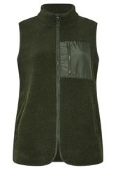 YOURS Plus Size Khaki Green Borg Zip Pocket Gilet | Yours Clothing 9